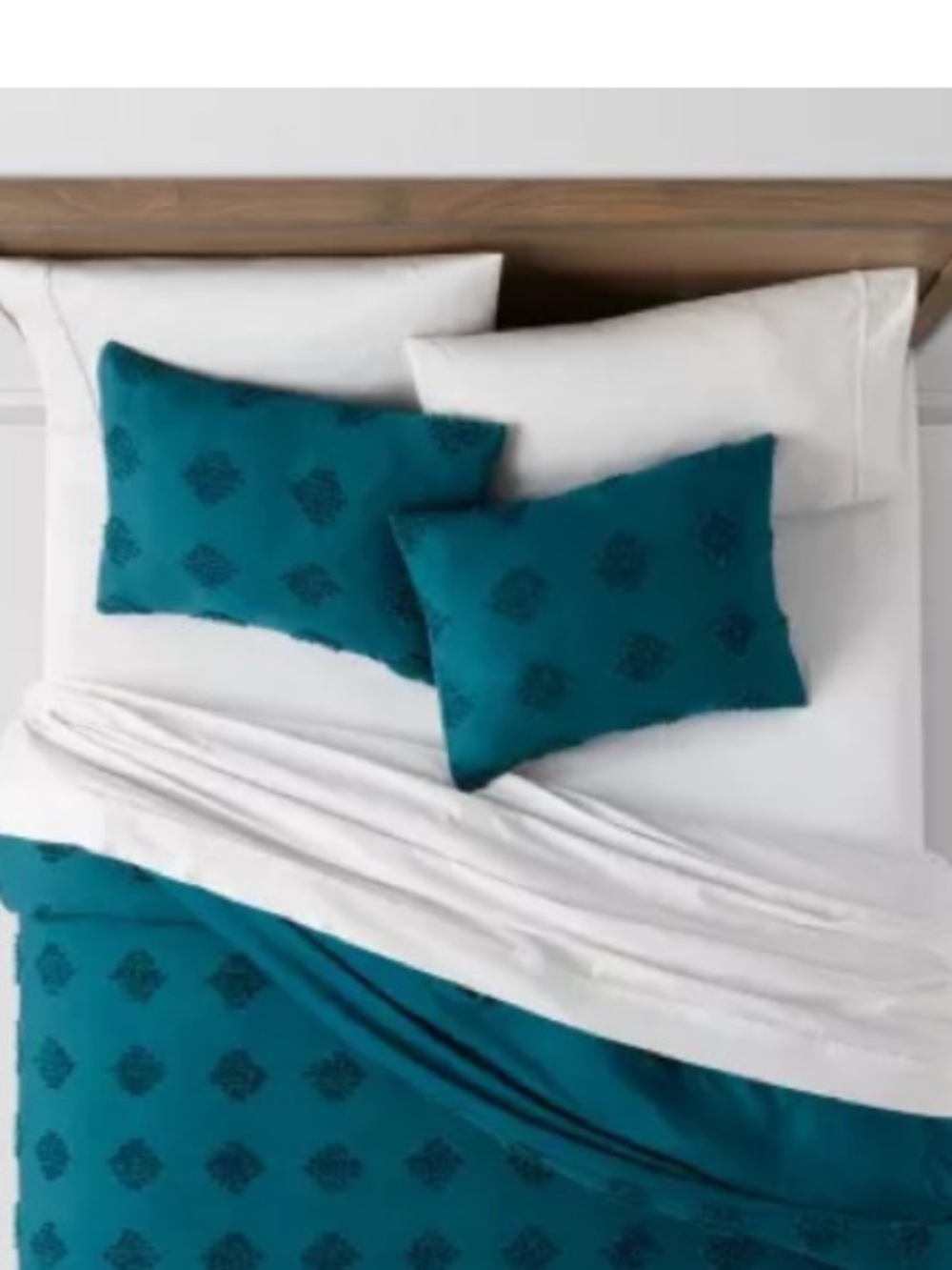 Set of 2 Threshold Tufted Woven Crinkle Standard Pillow Shams Teal Blue